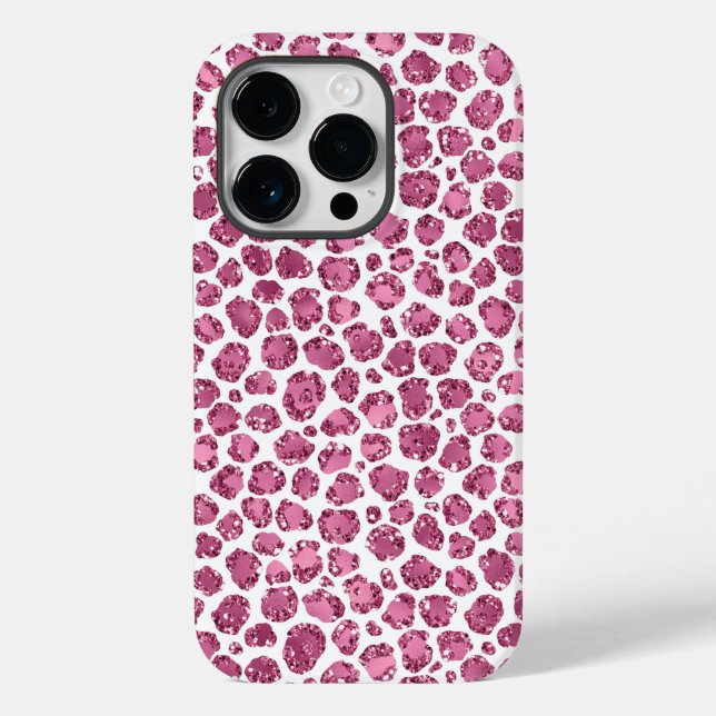 Impressão de Leopardo com Glama Branco Rosa-Rosa (Verso)