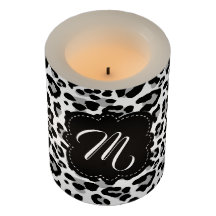 Impressão de Leopardo Preto e Branco com Monograma