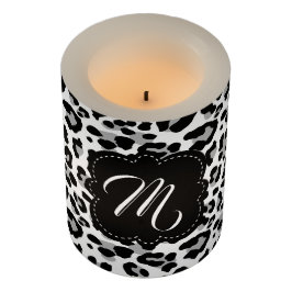Impressão de Leopardo Preto e Branco com Monograma