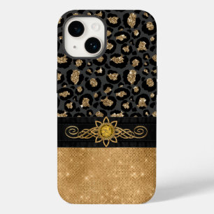 Impressão de Leopardo Preto e Dourado