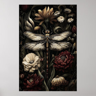 Impressão de Libélula Dark Academia, Vintage Cotta