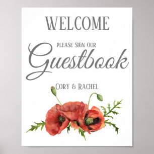 Impressão de Livro de Visitas de Casamento Papoula