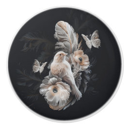 Impressão de luxo, pássaro, flor e pena 1