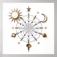 Impressão de Mandala de Equilíbrio Celestial