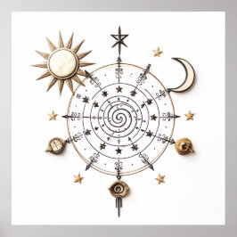 Impressão de Mandala de Equilíbrio Celestial