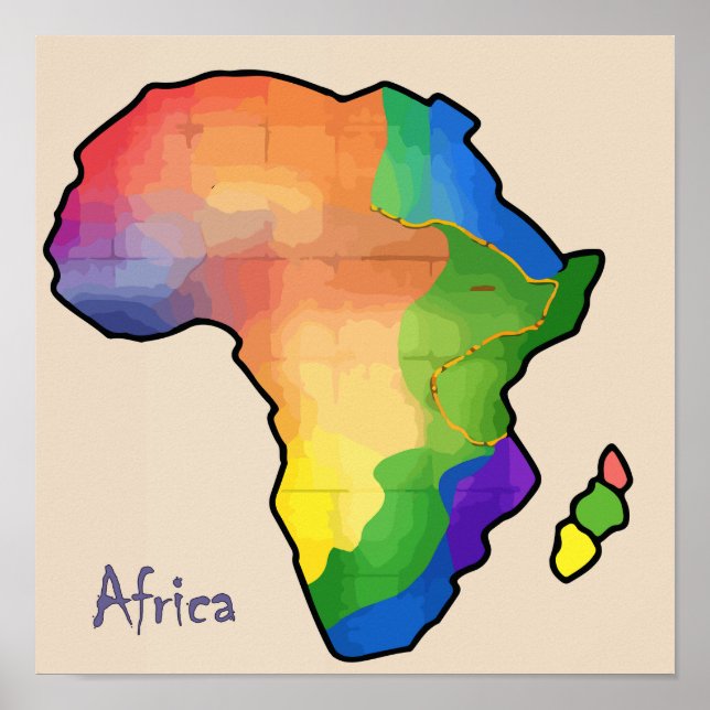 Impressão de mapa africano, Poster de papel de val (Frente)