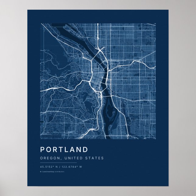 Impressão de Mapa Artístico da Cidade de Portland  (Frente)