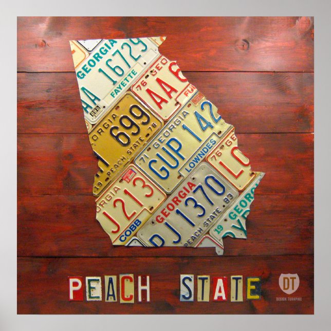 Impressão de Mapa de Licença da Georgia (Frente)