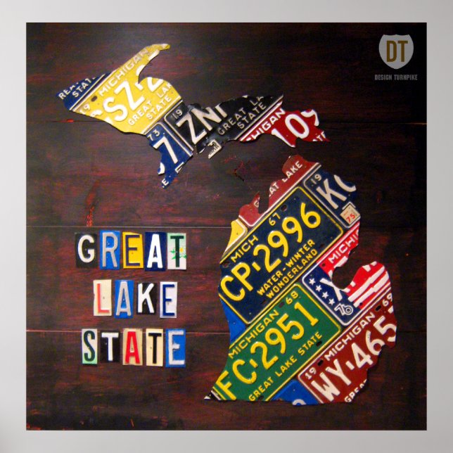 Impressão de Mapa de Licença de Michigan (Frente)