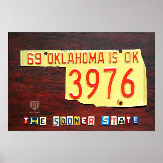 Impressão de Mapa de Licença de Oklahoma (Frente)