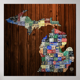 Impressão de Mapa de Placas de Licença do Michigan