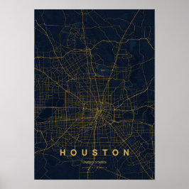 Impressão de Mapa Estilizado de Houston Texas