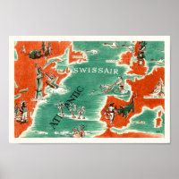 Impressão de Mapa Ilustrado Vintage 8x12 da Swissa
