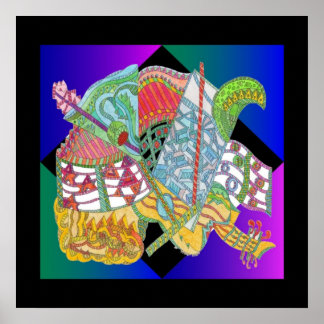 Impressão de Martini Azul