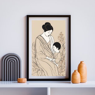 Impressão de Maternidade em Arte Linear