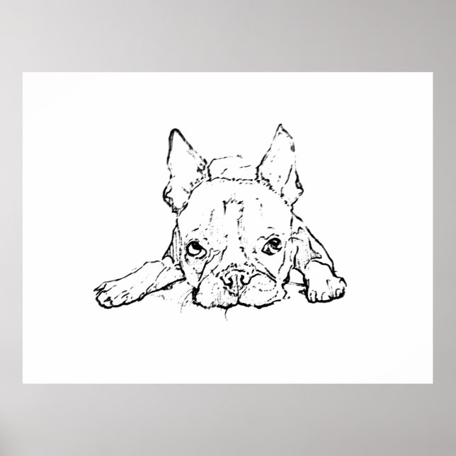 Impressão de memorial de estimação do Bulldog Fran (Frente)