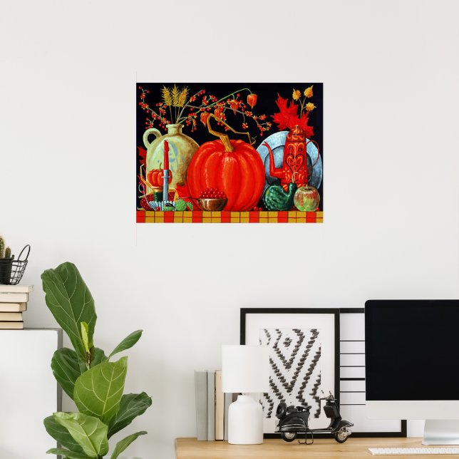 Impressão de mesa festiva de outono (Escritório em casa)