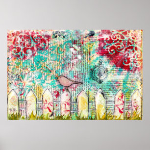 Impressão de Mídia Mista de Picket Branco