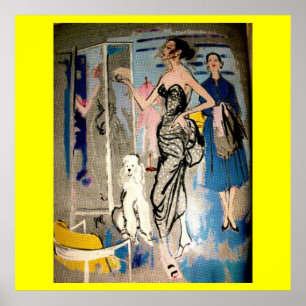 Impressão de Moda Glamor de 1950