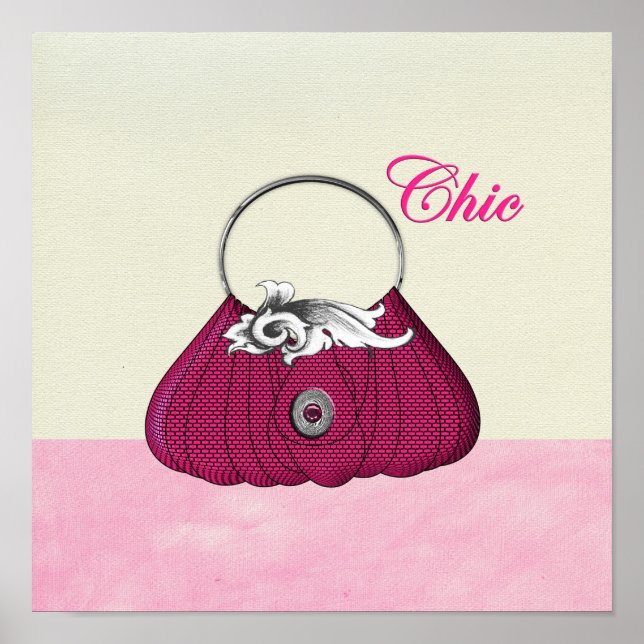 Impressão de Moda Rosa-Rosa-bonito-Bag-Mão-Poster (Frente)