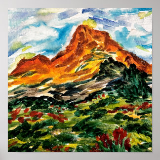 Impressão de montanha em aquarela