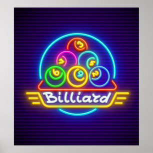 Impressão de Neon Billiards, Papel Poster de Valo