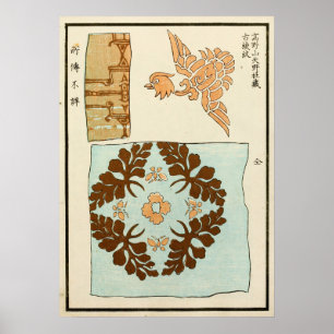 Impressão de ornamento de laca chinesa de 1880