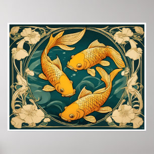 Impressão de ouro de arquivamento de carpas