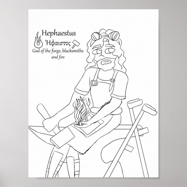 Impressão de Página de Coloração do Hephaestus (Frente)