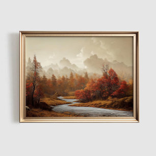 Impressão de Paisagem de Outono, Arte de Folhagem