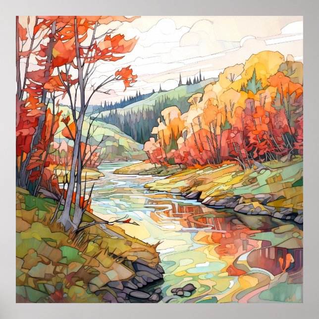 Impressão de Paisagem de outono do País (Frente)