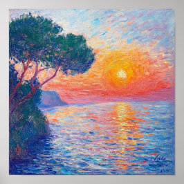 Impressão de Paisagem de Pôr do Sol Sereno em Faze