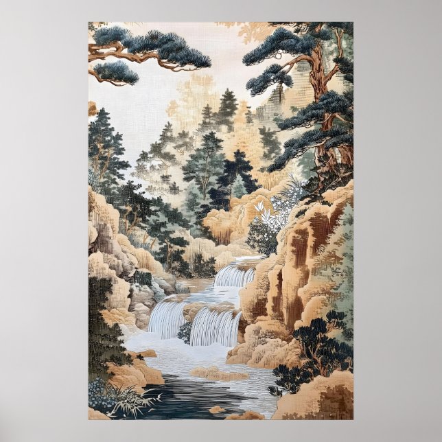 Impressão de Paisagem Ukiyo-e Japonesa - Córrego V (Frente)