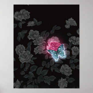 Impressão de Parede Floral Escura