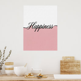 Impressão de Parede Minimalista Felicidade Cursiva