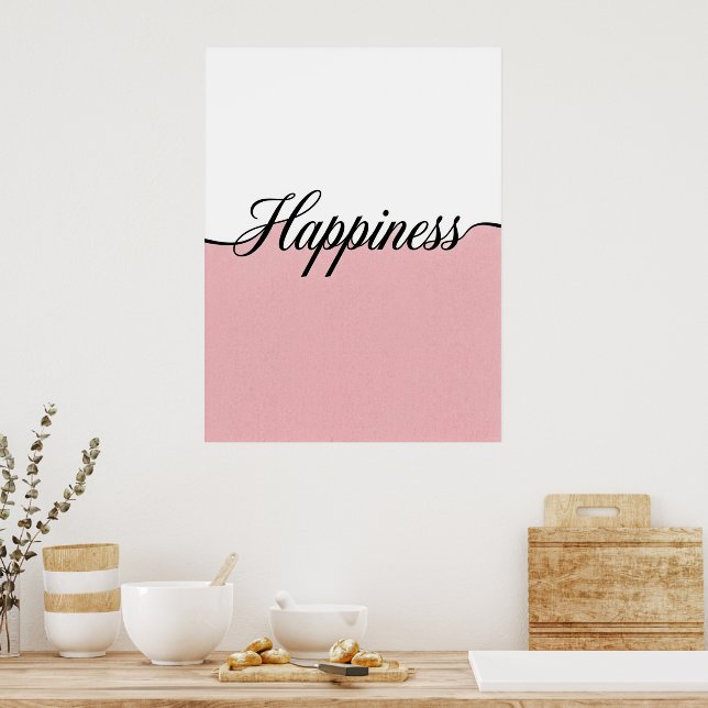 Impressão de Parede Minimalista Felicidade Cursiva (Cozinha)