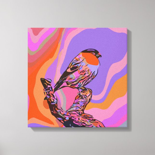 Impressão DE PÁSSARO E PINCO NA CANVAS ESTICADA (Frente)