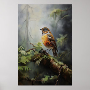 Impressão de Pássaro na Parede da Floresta, Pássar