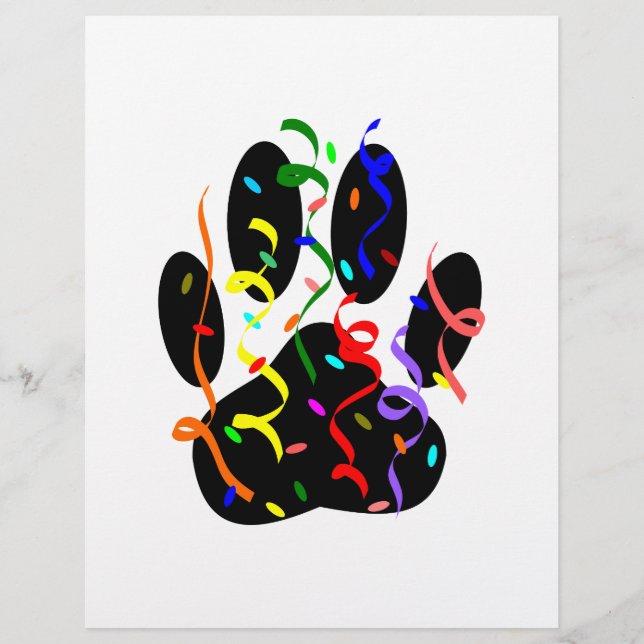 Impressão De Pata De Cães Com Confetti E Streamer (Frente)
