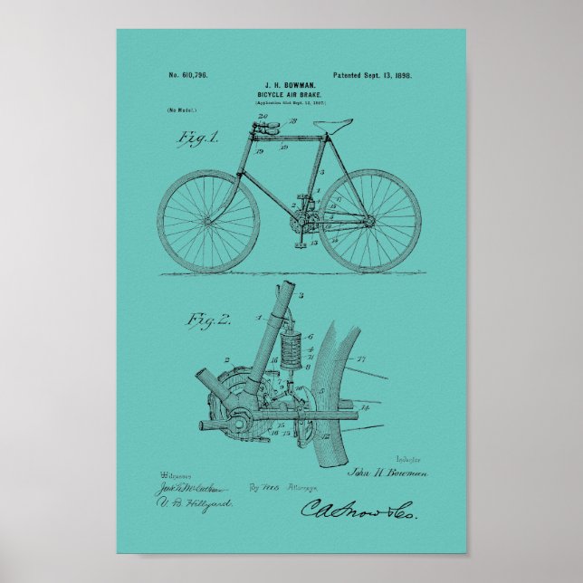 impressão de Patente de Bicicleta de 1898 Personal (Frente)
