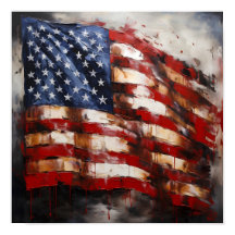 Impressão de pintura a óleo de bandeira americana