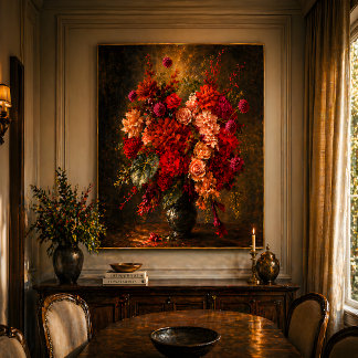 Impressão de Pintura a Óleo de Buquê Floral Vibran