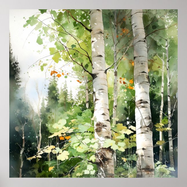 Impressão de pintura de aquarela florestal (Frente)