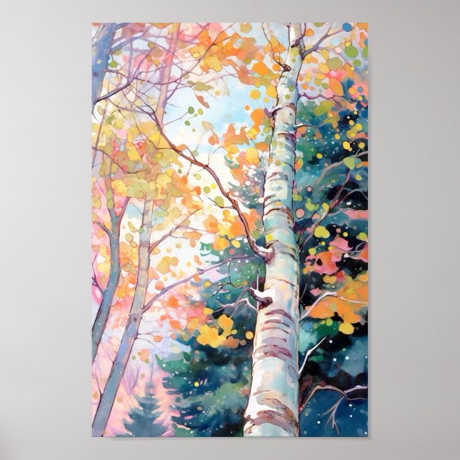 Impressão de pintura de aquarela florestal (Frente)