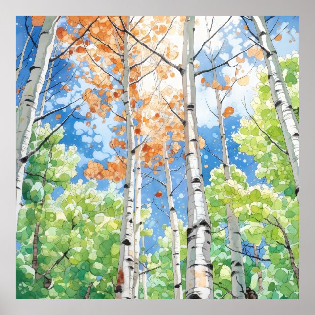 Impressão de pintura de aquarela florestal (Frente)