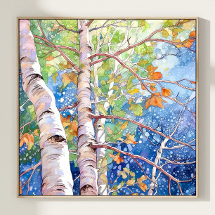 Impressão de pintura de aquarela florestal