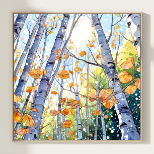 Impressão de pintura de aquarela florestal