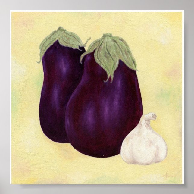 Impressão de pintura de beringela e alho (Frente)