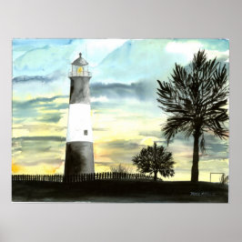 Impressão de pintura de canvas do farol de Tybee I