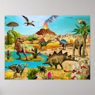 Impressão de pintura de dinossauros para a parede